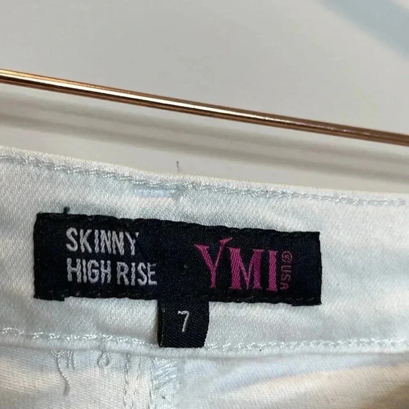 YMI Skinny High Rise White Denim Jeans - Picture 5 of 8